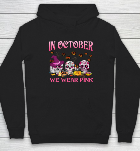In October we wear pink pumpkin breast cancer Halloween Shirt Hoodie