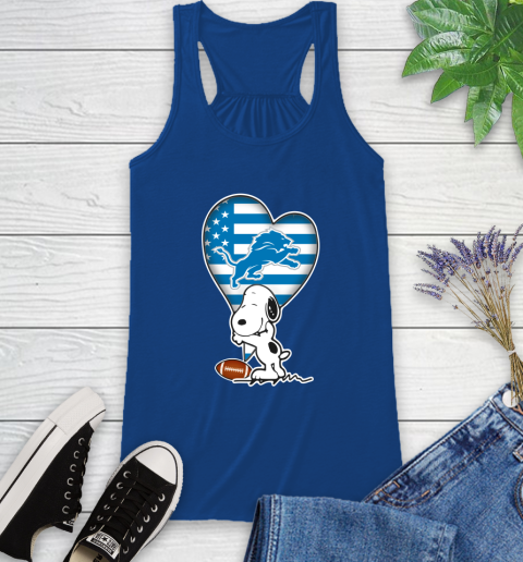 Detroit Lions NFL Football The Peanuts Movie Adorable Snoopy Racerback Tank 9