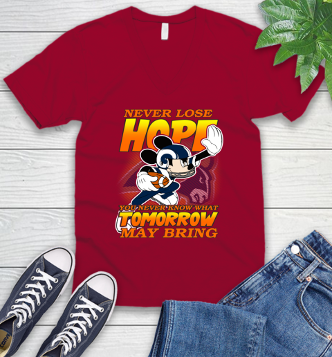 Los Angeles Rams NFL Football Mickey Disney Never Lose Hope V-Neck T-Shirt 7