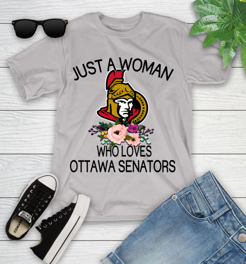 NHL Just A Woman Who Loves Ottawa Senators Hockey Sports Youth T-Shirt 10