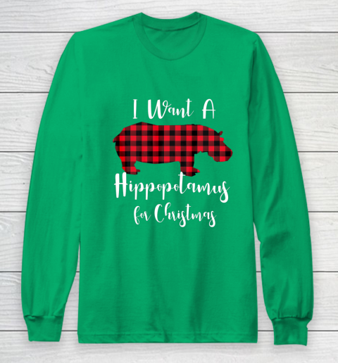 I Want A Hippopotamus For Christmas Hippo Buffalo Plaid T-Shirt I Want A Hippopotamus For Christmas Hippo Buffalo Plaid T-Shirt
