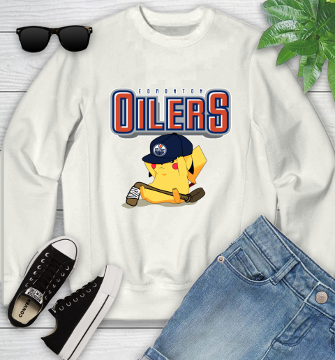 NHL Pikachu Hockey Sports Edmonton Oilers Youth Sweatshirt