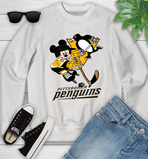 NHL Pittsburgh Penguins Mickey Mouse Disney Hockey T Shirt Youth Sweatshirt