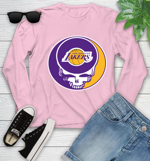 Los Angeles Lakers Nba Basketball Grateful Dead Rock Band Music Youth Long Sleeve Tee For Sports