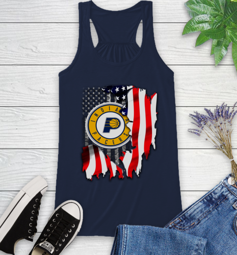 Indiana Pacers NBA Basketball American Flag Racerback Tank 10