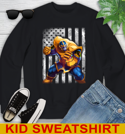 NHL Hockey Chicago Blackhawks Thanos Marvel American Flag Shirt Youth Sweatshirt