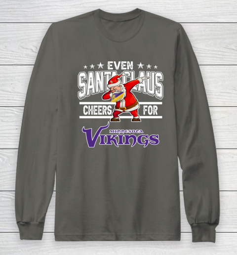 Minnesota Vikings Even Santa Claus Cheers For Christmas NFL Long Sleeve T-Shirt 5