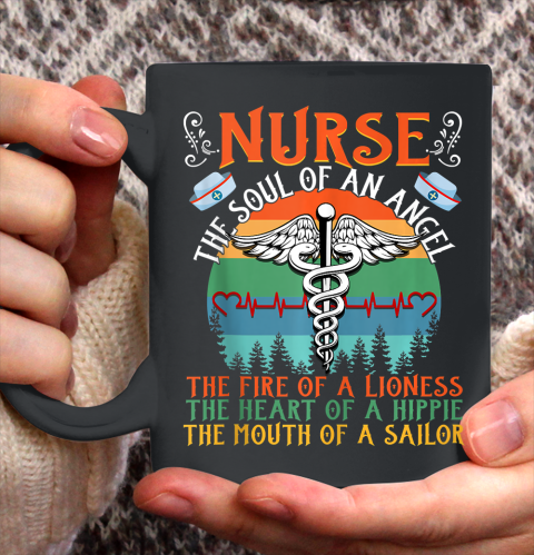 Nurse Shirt Nurse The Soul Of An Angel The Fire Of Lioness Shirt Ceramic Mug 11oz