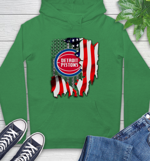 Detroit Pistons NBA Basketball American Flag Hoodie 8