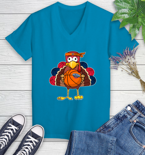 New Orleans Pelicans Turkey thanksgiving day Women's V-Neck T-Shirt 7