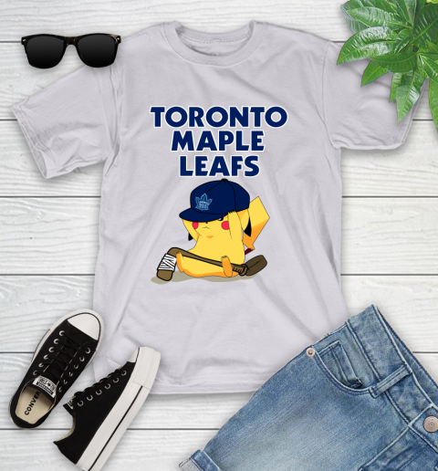 NHL Pikachu Hockey Sports Toronto Maple Leafs Youth T-Shirt 4