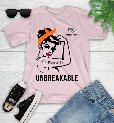 NFL Denver Broncos Girl Unbreakable Football Sports Youth T-Shirt 7