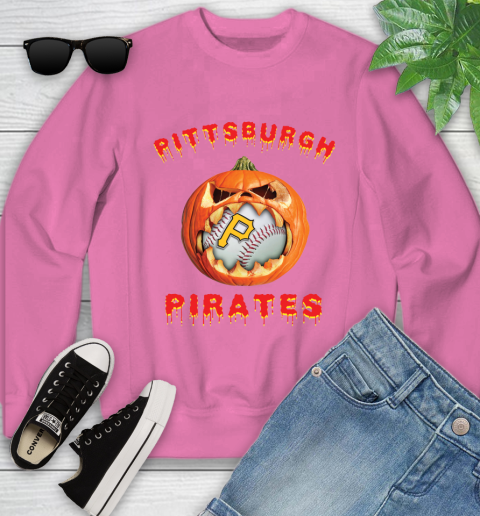 MLB Pittsburgh Pirates Halloween Pumpkin Baseball Sports Youth Sweatshirt 7