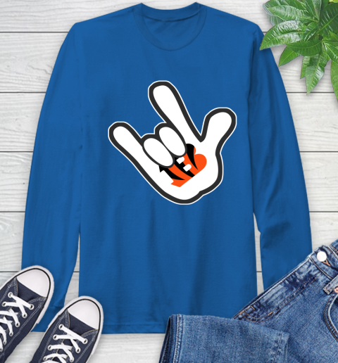 Cincinnati Bengals NFL Football Mickey Rock Hand Disney Long Sleeve T-Shirt 9