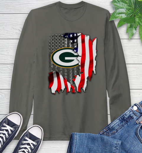 Green Bay Packers NFL Football American Flag Long Sleeve T-Shirt 9