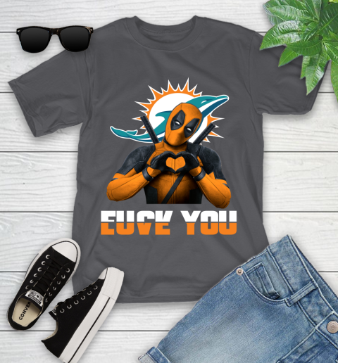 NHL Miami Dolphins Deadpool Love You Fuck You Football Sports Youth T-Shirt 6