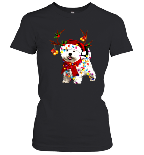 Westie gorgeous reindeer light christmas Shirt Women T-Shirt