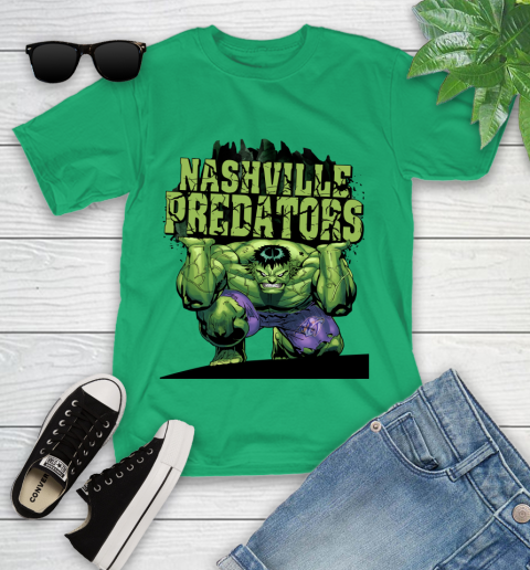 Nashville Predators NHL Hockey Incredible Hulk Marvel Avengers Sports Youth T-Shirt 6