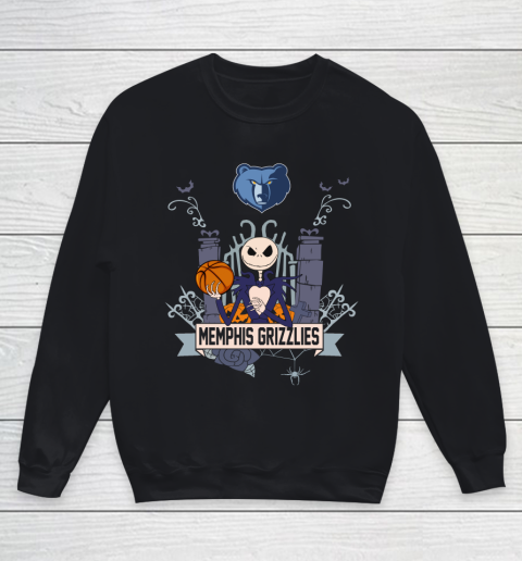 NBA Memphis Grizzlies Basketball Jack Skellington Halloween Youth Sweatshirt
