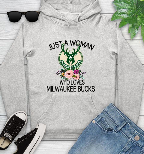NBA Just A Woman Who Loves Milwaukee Bucks Basketball Sports Youth Hoodie