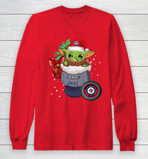 Winnipeg Jets Christmas Baby Yoda Star Wars Funny Happy NHL Long Sleeve T-Shirt 10