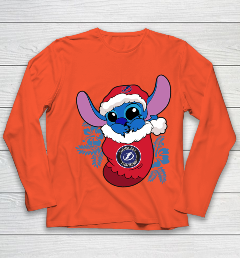Tampa Bay Lightning Christmas Stitch In The Sock Funny Disney NHL Youth Long Sleeve 4