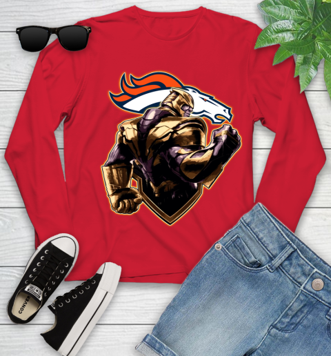 NFL Thanos Avengers Endgame Football Sports Denver Broncos Youth Long Sleeve 11