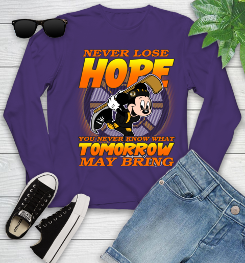 Boston Bruins NHL Hockey ootball Mickey Disney Never Lose Hope Youth Long Sleeve 4