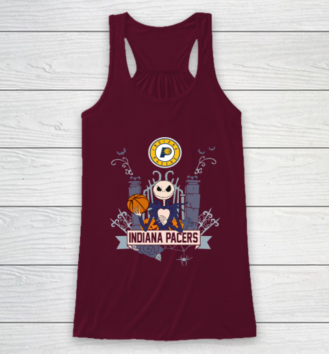NBA Indiana Pacers Basketball Jack Skellington Halloween Racerback Tank 2