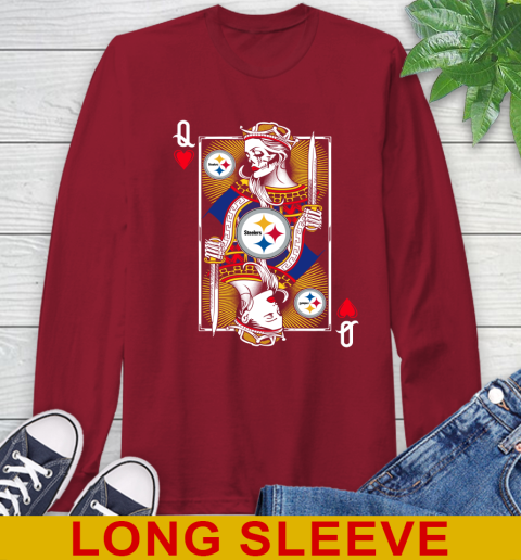 NFL Football Pittsburgh Steelers The Queen Of Hearts Card Shirt Long Sleeve T-Shirt 9