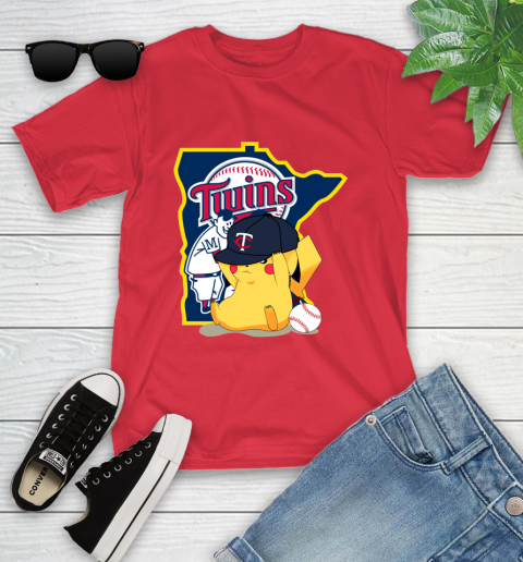 MLB Pikachu Baseball Sports Minnesota Twins Youth T-Shirt 10
