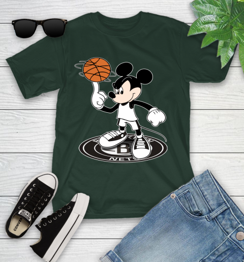 NBA Basketball Brooklyn Nets Cheerful Mickey Disney Shirt Youth T-Shirt 5