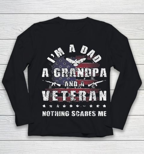 Grandpa Funny Gift Apparel  Mens Dad Grandpa Veteran Nothing Scares Me Youth Long Sleeve