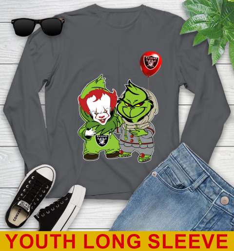Oakland Raiders Baby Pennywise Grinch Christmas NFL Football Youth Long Sleeve 9