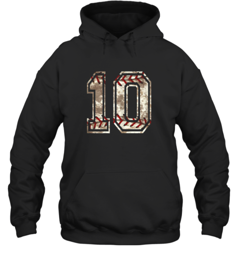 Baseball Jersey Number 10 Vintage Distressed Hoodie