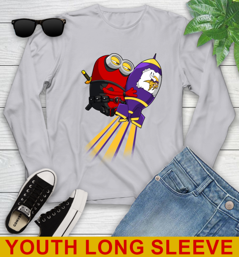NFL Football Minnesota Vikings Deadpool Minion Marvel Shirt Youth Long Sleeve 5