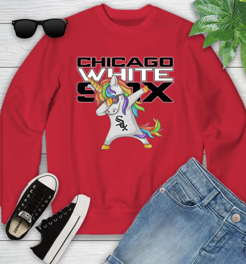 Chicago White Sox MLB Baseball Funny Unicorn Dabbing Sports Youth Sweatshirt 9