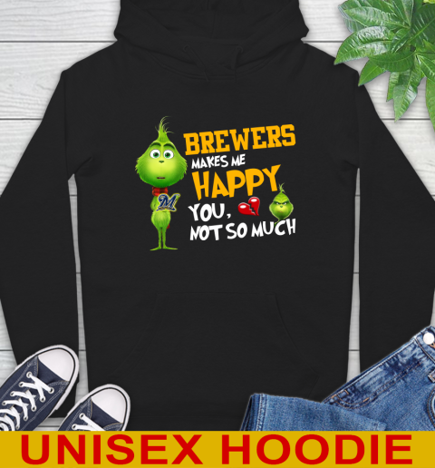 MLB Milwaukee Brewers Makes Me Happy You Not So Much Grinch Baseball Sports Hoodie