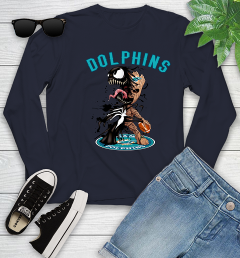 NFL Miami Dolphins Football Venom Groot Guardians Of The Galaxy Youth Long Sleeve 3