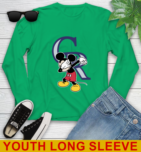 Colorado Rockies MLB Baseball Dabbing Mickey Disney Sports Youth Long Sleeve 7