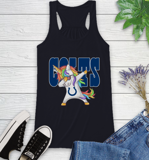 Indianapolis Colts NFL Football Funny Unicorn Dabbing Sports Racerback Tank 10