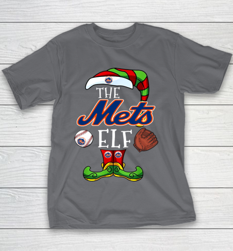 New York Mets Christmas ELF Funny MLB Youth T-Shirt 5