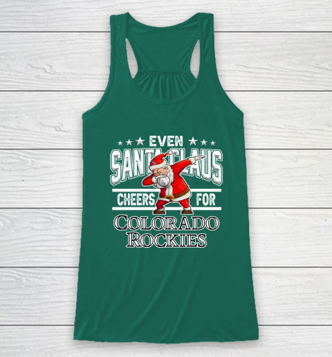 Colorado Rockies Even Santa Claus Cheers For Christmas MLB Racerback Tank 5