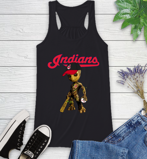MLB Cleveland Indians Groot Guardians Of The Galaxy Baseball Racerback Tank 2