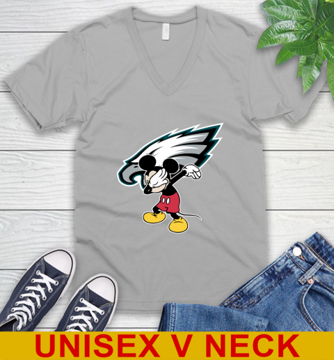Philadelphia Eagles NFL Football Dabbing Mickey Disney Sports V-Neck T-Shirt 4
