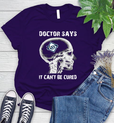 MLB Tampa Bay Rays Baseball Skull It Can't Be Cured Shirt Women's T-Shirt 4