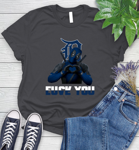 MLB Detroit Tigers Deadpool Love You Fuck You Baseball Sports Women's T-Shirt - Image 9