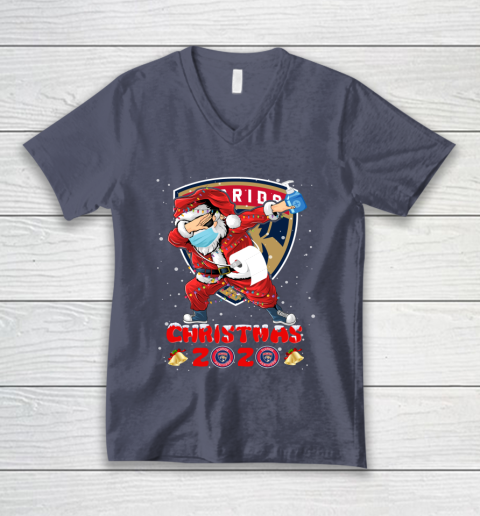 Florida Panthers Funny Santa Claus Dabbing Christmas 2020 NHL V-Neck T-Shirt 7