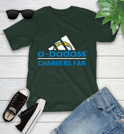 NFL A Badass Los Angeles Chargers Fan Adidas Football Sports Youth T-Shirt 5
