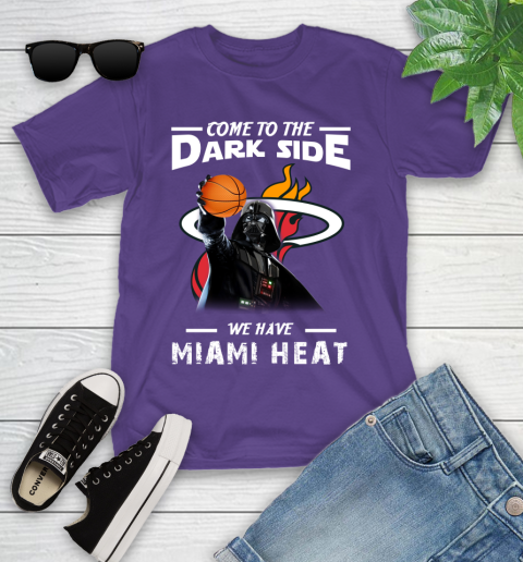 NBA Come To The Dark Side We Have Miami Heat Star Wars Darth Vader Basketball Youth T-Shirt 3